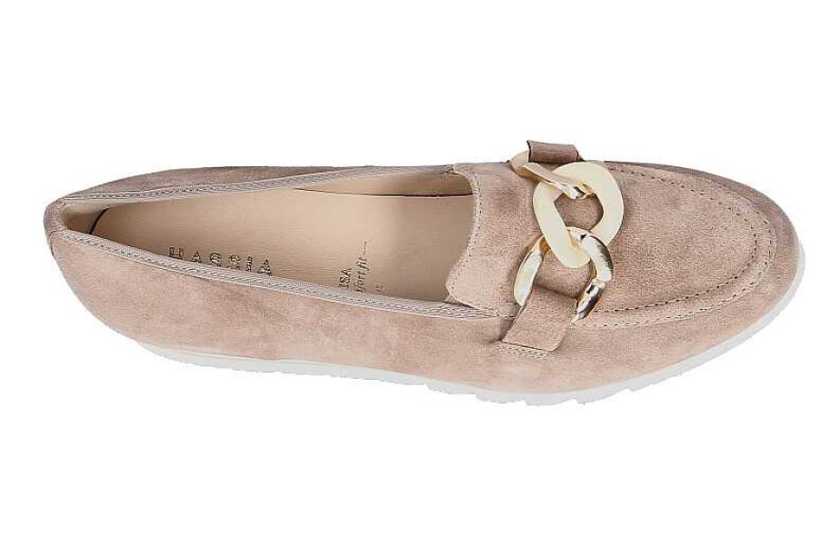 Flats | Hassia Hassia Slipper Pisa G-Weite Velourleder Pearl