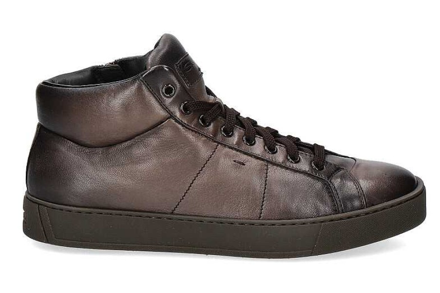 Sneakers | Santoni Santoni High Top Sneaker Nappa Brown