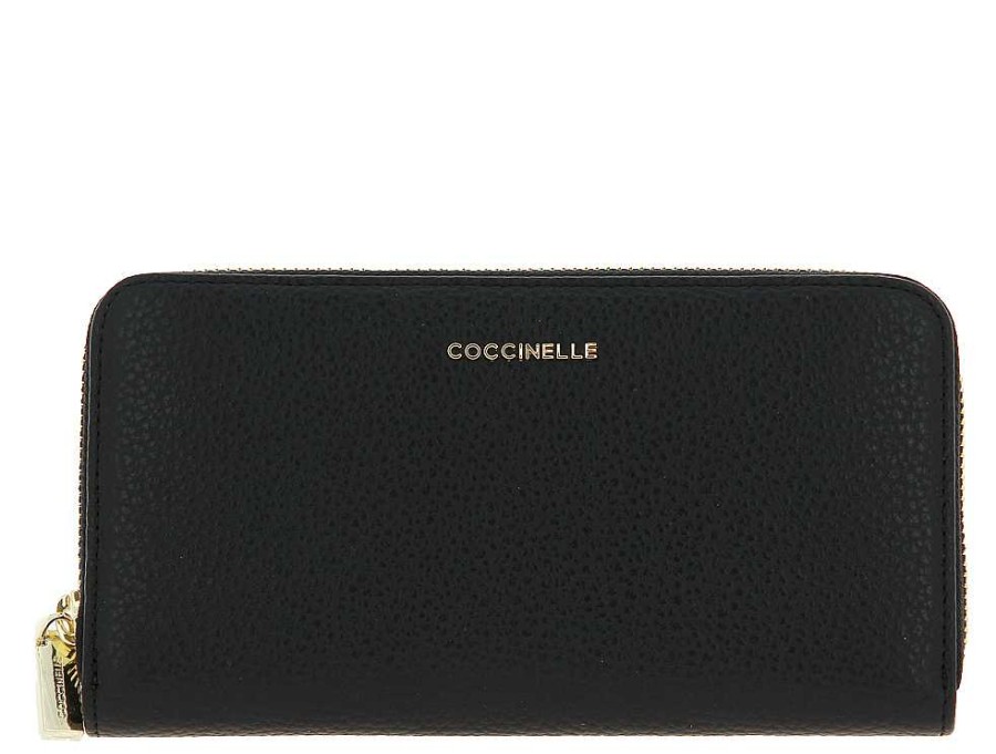 Wallets | Coccinelle Coccinelle Wallet Grain Leather Metallic Soft Noir