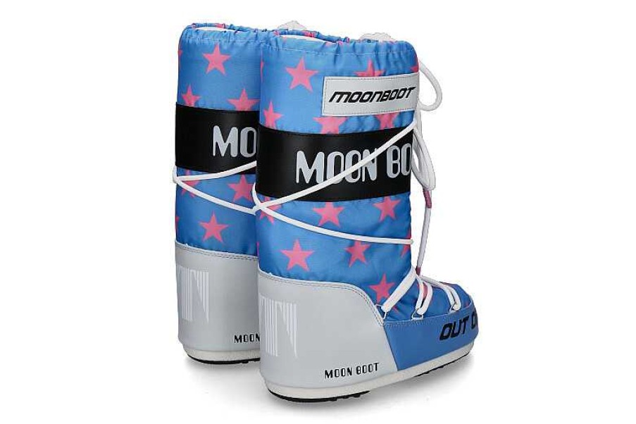 Warm Lining | Moon Boot Moon Boot Snow Boot Retrobiker Pink Stars- Blue/ Pink