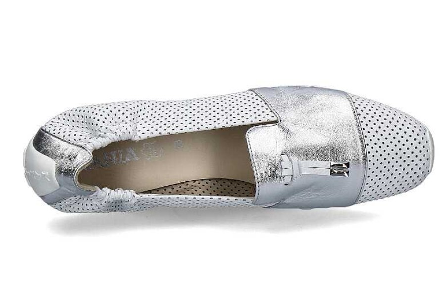 Ballet Flats | Mania Mania Ballerina In Slipper Cut Ina Bianco Silver