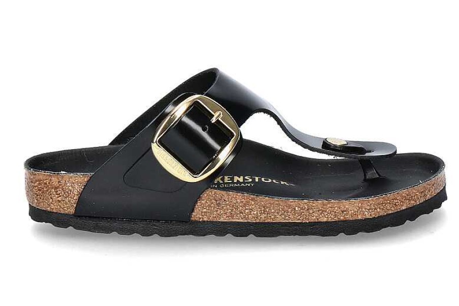 Mules | Birkenstock Birkenstock Women'S Sandals Gizeh Normal Big Buckle- High-Shine Black