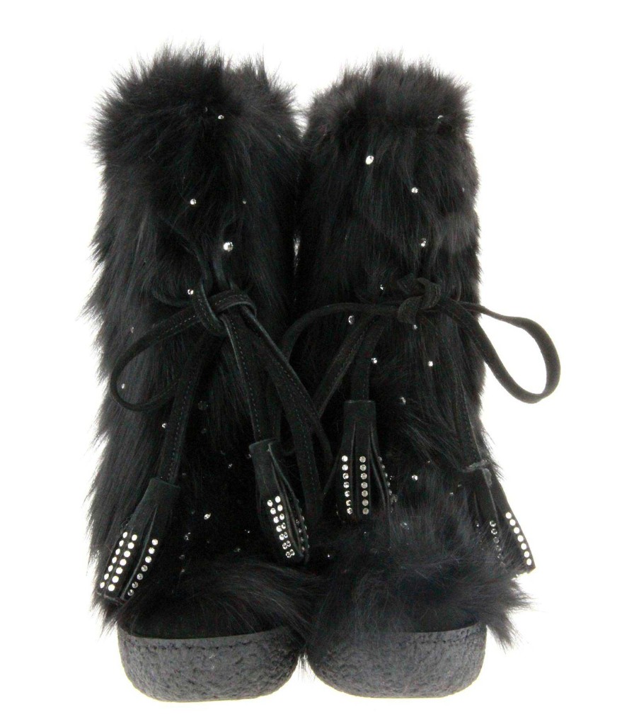 Warm Lining | Diavolezza Diavolezza Fur Boots Black Fox Swarovski