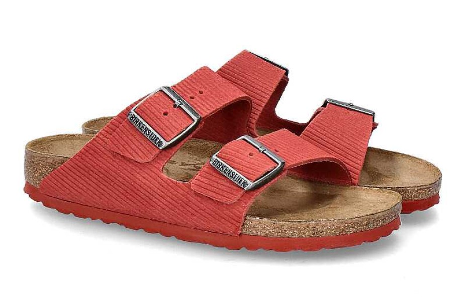 Mules | Birkenstock Birkenstock Women'S Mules Arizona Schmal Corduroy- Sienna Red