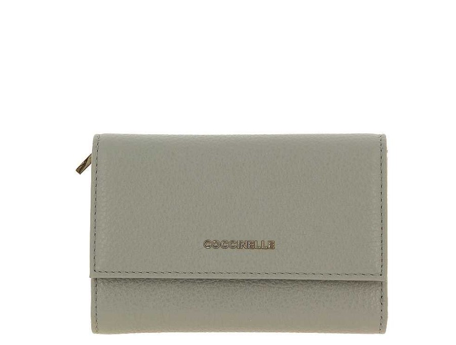 Wallets | Coccinelle Coccinelle Wallet Grain Leather Metallic Soft Stone