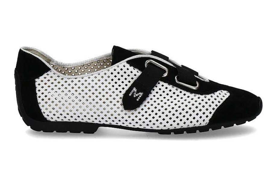 Sneakers | Mania Mania Klettsneaker Julina Perforato Bianco Nero