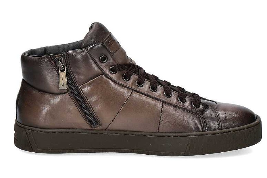 Sneakers | Santoni Santoni High Top Sneaker Nappa Brown