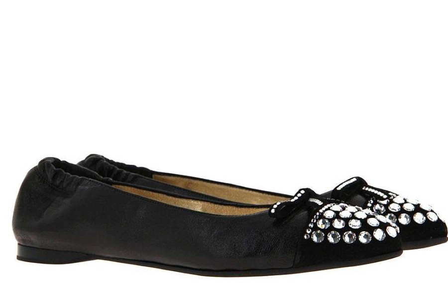 Ballet Flats | ScarpaRossa Scarparossa Ballerina Camoscio Nero Alaska Nero Crystal