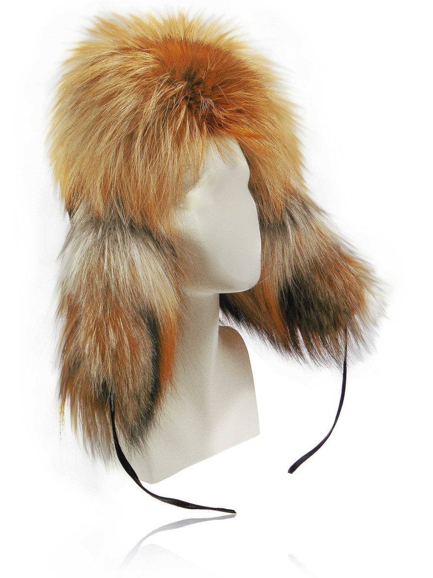 Fur Hats - Aviator Hats | FurLand Russia Furland Pilotenmutze - Ushanka Flowers - Fuchsfell