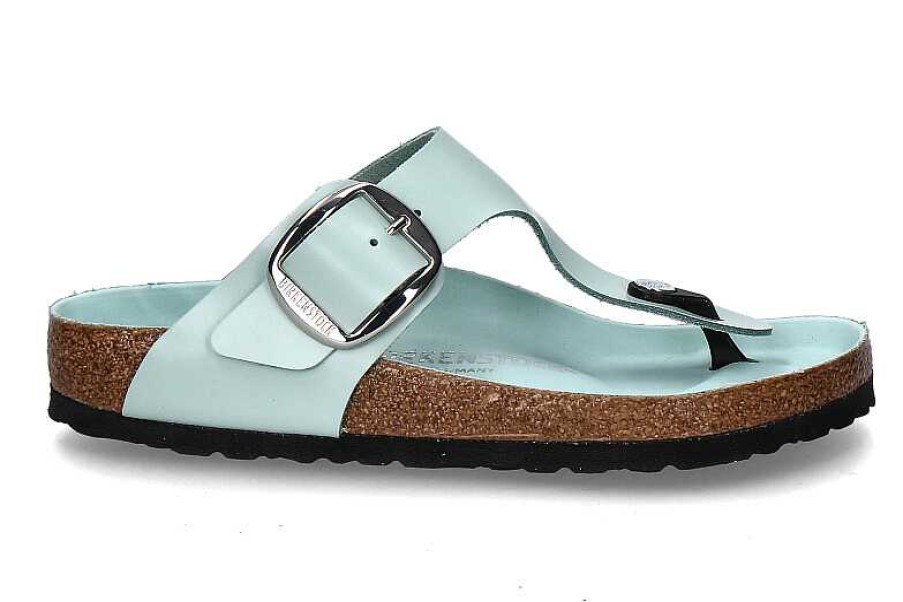 Mules | Birkenstock Birkenstock Sandals Gizeh Normal Big Buckle- High Shine Surf Green