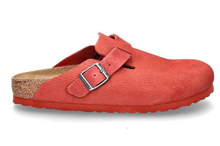 Mules | Birkenstock Birkenstock Women'S Clogs Boston Schmal Corduroy- Sienna Red