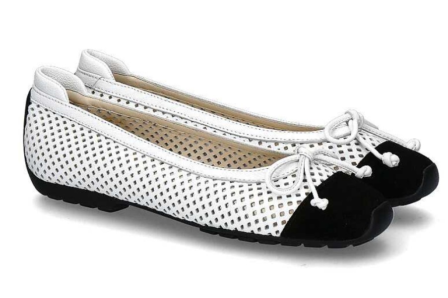 Ballet Flats | Mania Mania Ballerina 911 Camoscio- Schwarz/Weiss