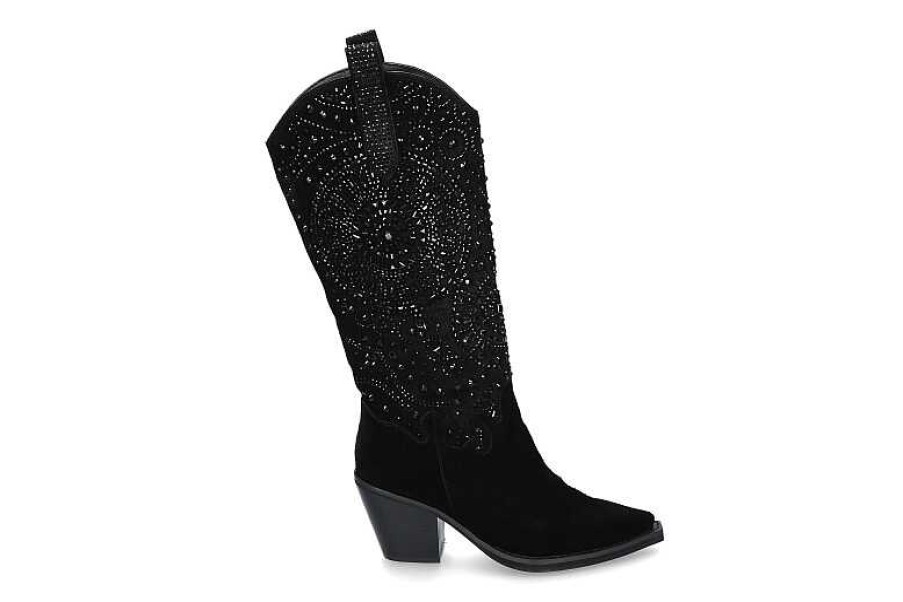 Boots | Alma en pena Alma En Pena Cowboy Boots Crosta Black Strass- Schwarz