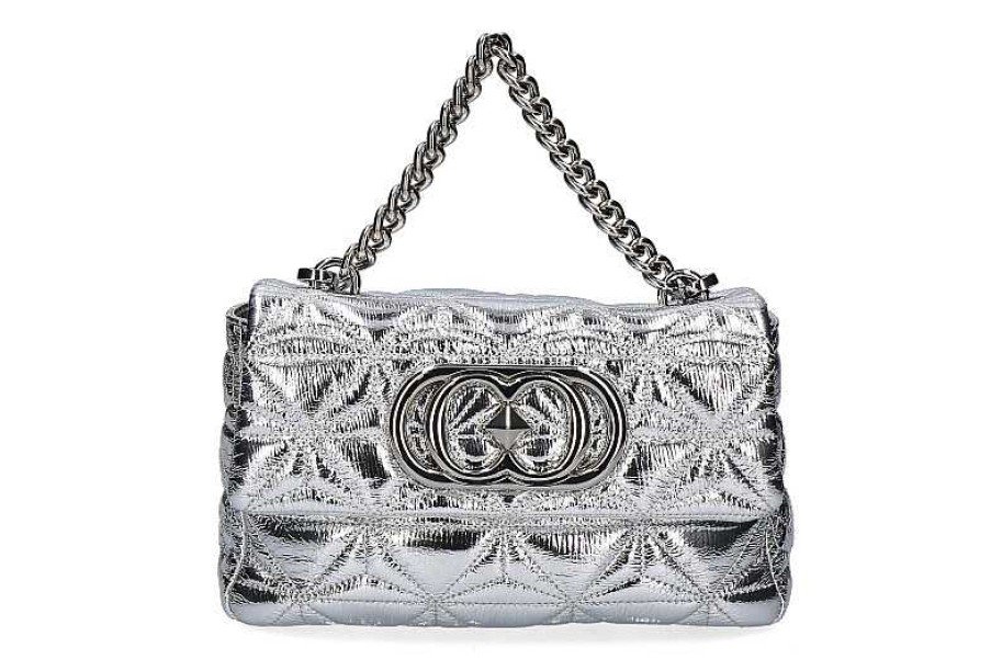 Hand Bags | La Carrie La Carrie Shoulder Bag Shiny Stephy Medium Leather Silver