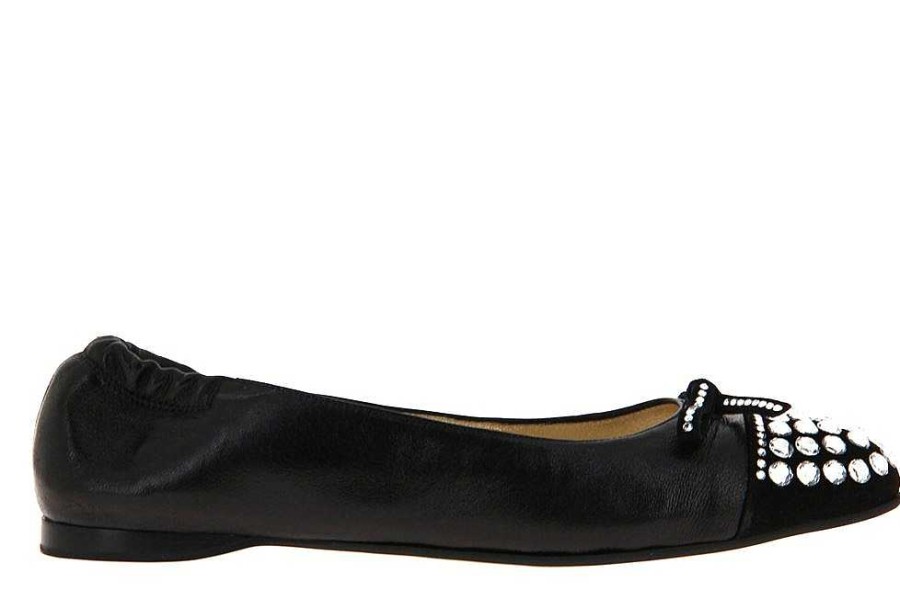 Ballet Flats | ScarpaRossa Scarparossa Ballerina Camoscio Nero Alaska Nero Crystal