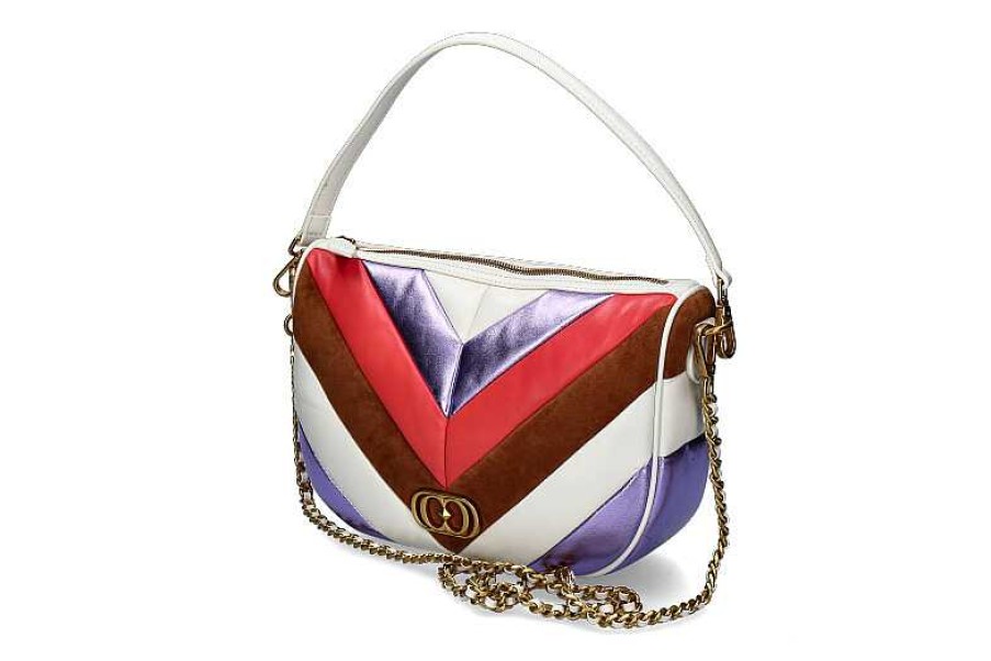 Hand Bags | La Carrie La Carrie Shoulder Bag Amitola Stripes Lollo Medium Leather Multi Taupe