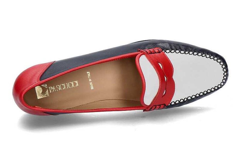 Flats | Pascucci Pascucci Slipper Nappa Blau/Weiss/Rot