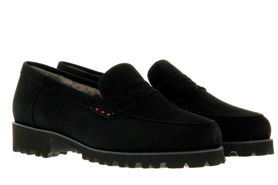 Flats | Pas de rouge Pas De Rouge Slipper Lined Marta Camoscio Nero