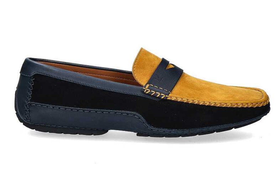 Moccasins | Moreschi Moreschi Loafer Baviera Blu Scuro Yellow