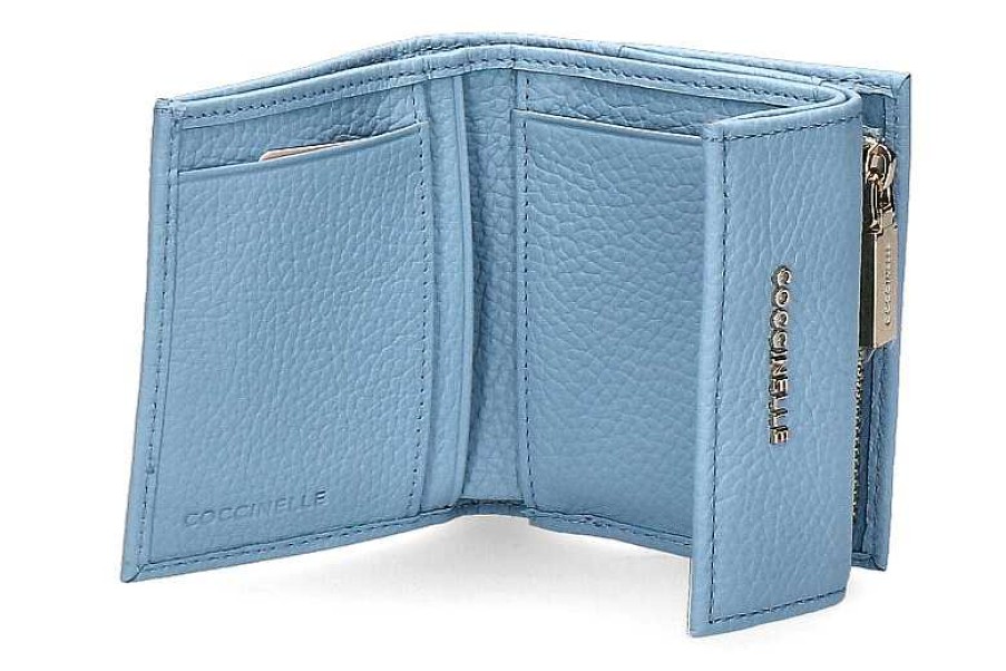 Wallets | Coccinelle Coccinelle Wallet Grain Leather Metallic Soft Aquarelle Blue