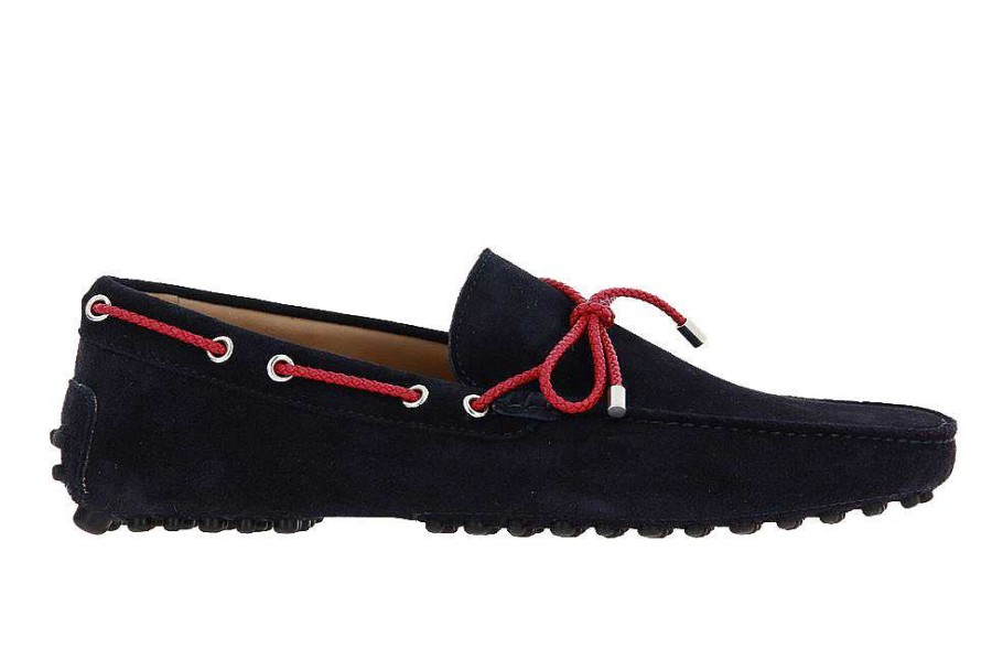 Moccasins | Patrizio Dolci Patrizio Dolci Moccasin Velour Blu 501 Treccia Rosso