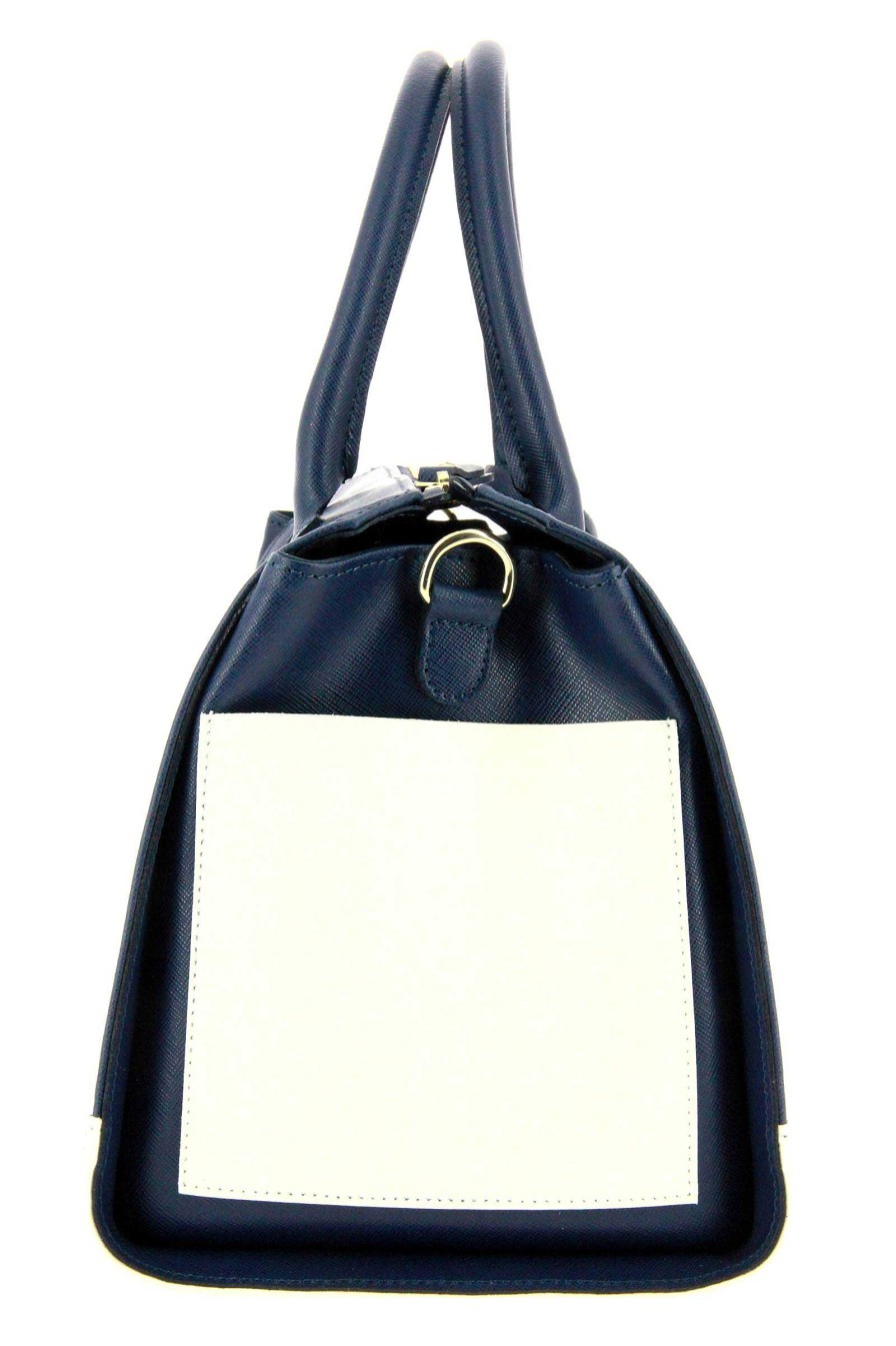 Hand Bags | Carol J. Carol J. Handbag Saffiano Blue Bianco