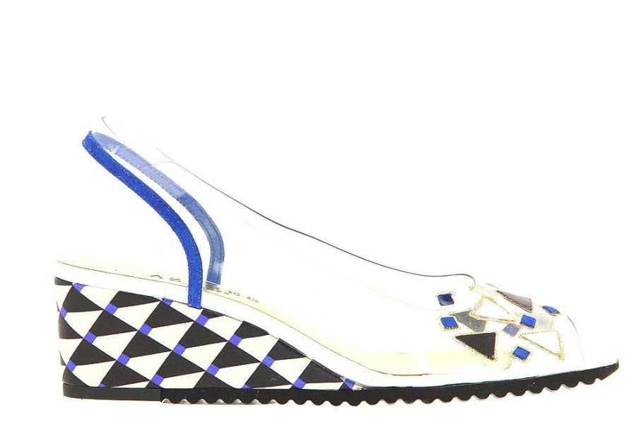 Sandals | Azurée Cannes Azuree Cannes Wedge Sandals Moti Compo Bleue