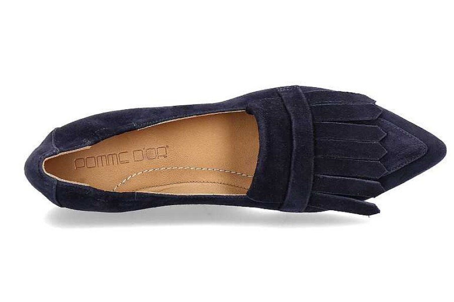 Flats | Pomme D'Or Pomme D'Or Slipper Camoscio Navy Cuoio Nero