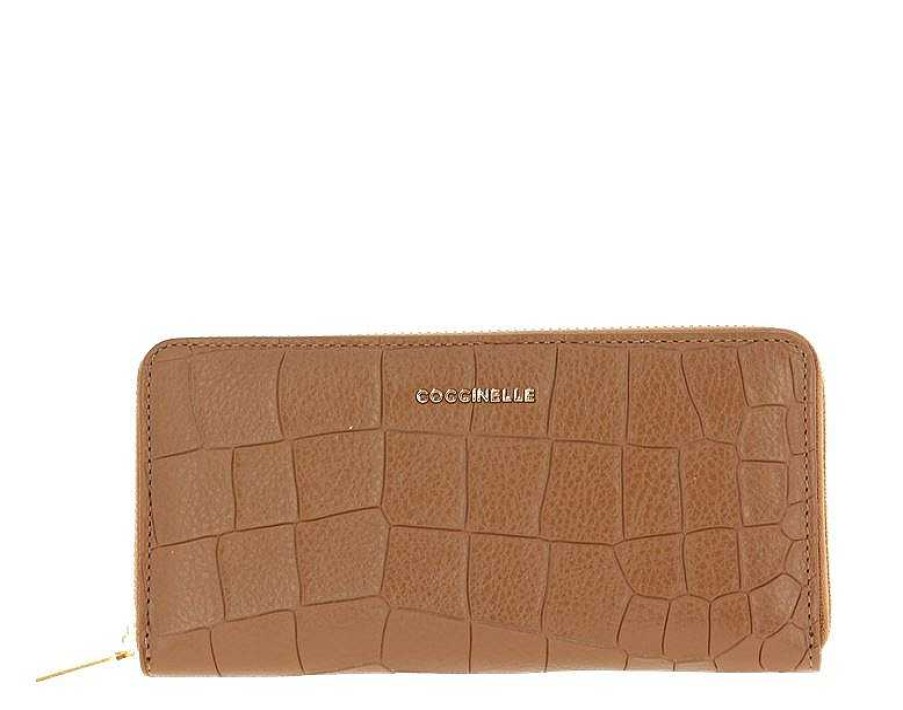 Wallets | Coccinelle Coccinelle Wallet Metallic Croco Soft Tobacco