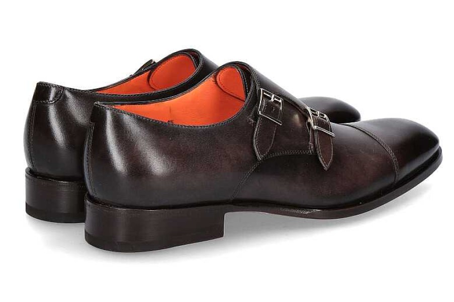 Loafers | Santoni Santoni Monk Leather Brown