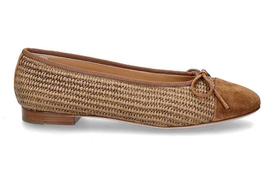 Ballet Flats | Unützer Unutzer Ballerina Raffia Velours- Light Beige