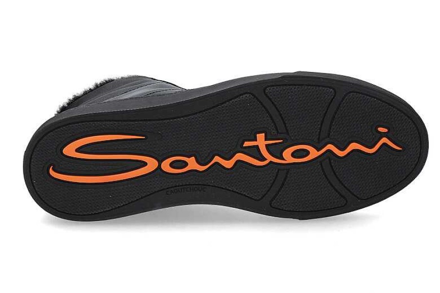 Warm Lining | Santoni Santoni Men'S Sneakers Lined Double Buckle Nero- Schwarz