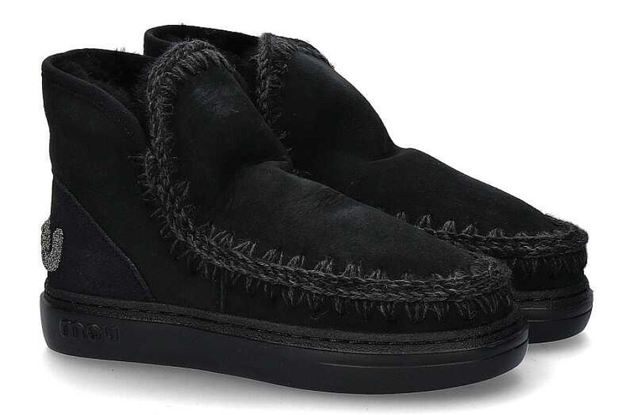 Warm Lining | mou Mou Boots Eskimo Sneaker Bold Glitter Logo Black