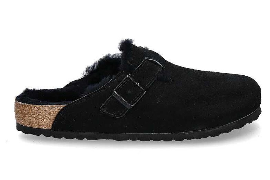 House Slippers | Birkenstock Birkenstock Clogs Lined Boston Normal Fur Black