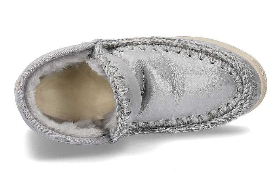 Warm Lining | mou Mou Boots Eskimo Sneaker Microglitter Silver