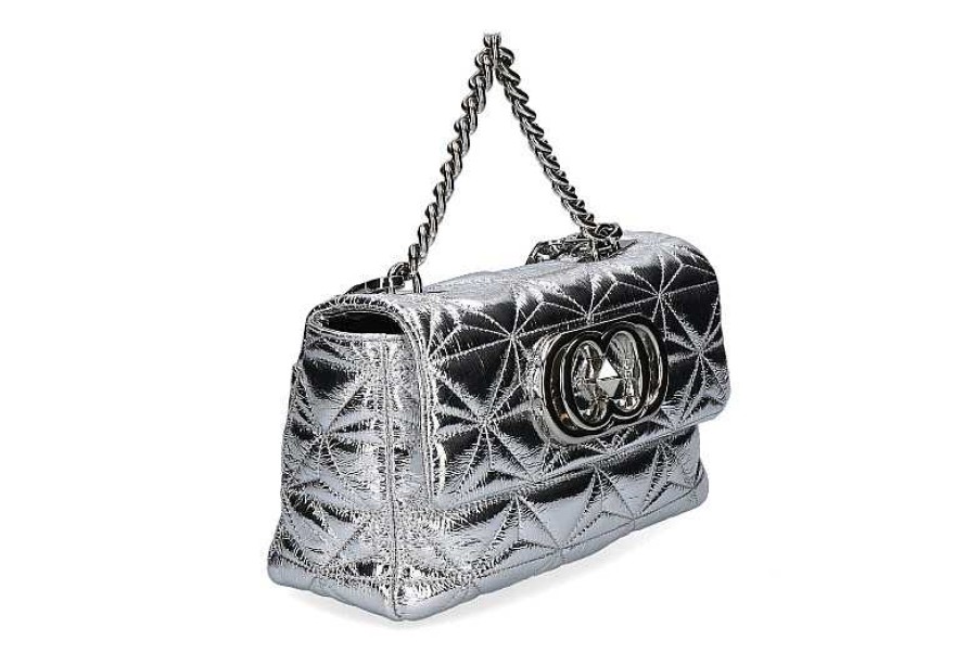 Hand Bags | La Carrie La Carrie Shoulder Bag Shiny Stephy Medium Leather Silver