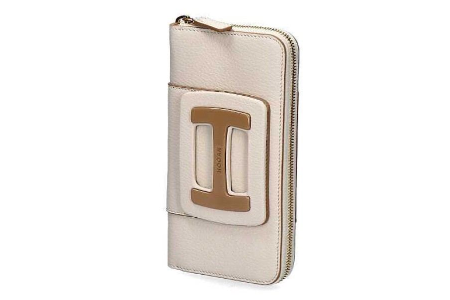 Wallets | Hogan Hogan Purse Continental Zip Around Beige