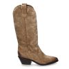 Boots | Lazamani Lazamani Cowboy Boots Velours Sand- Beige