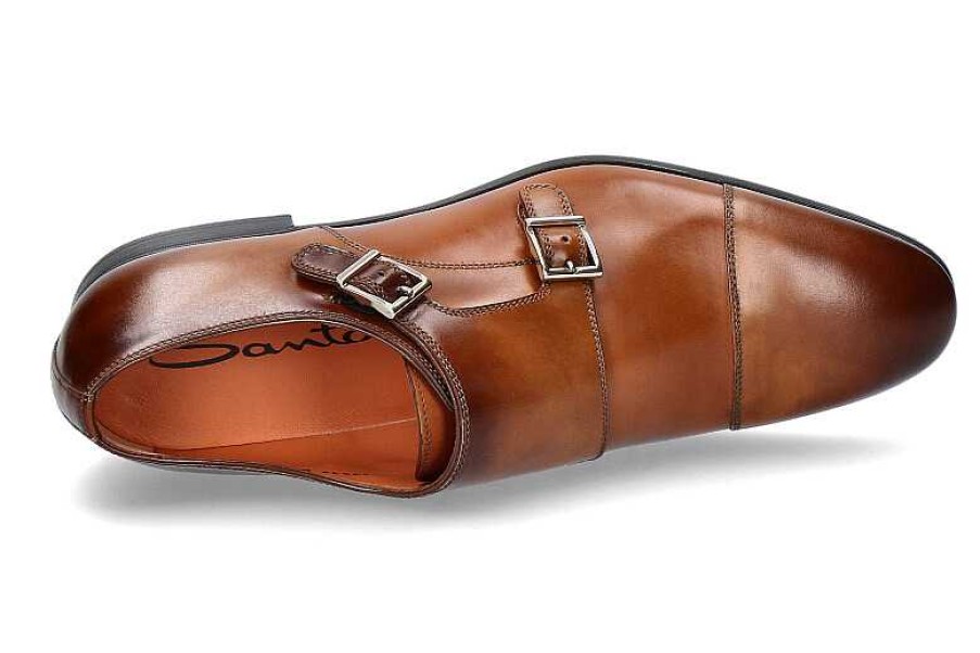 Oxfords | Santoni Santoni Monk Leather Antik Cognac