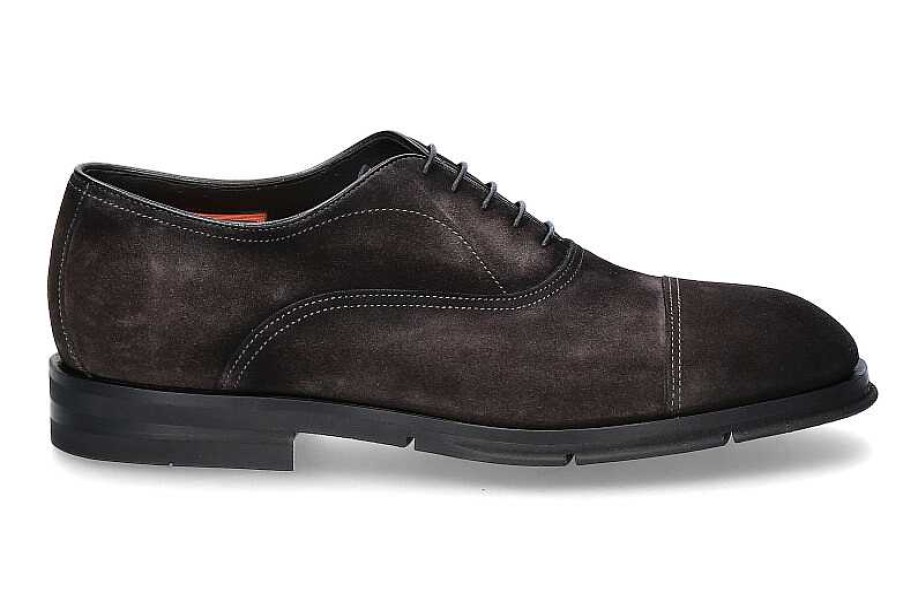 Oxfords | Santoni Santoni Oxford Velours Vintage Black/Grey- Schwarz/ Grau