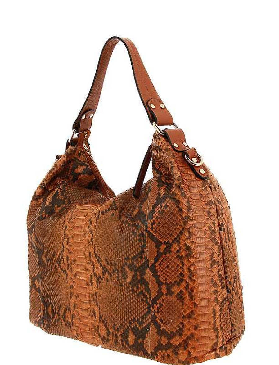 Hand Bags | Carol J. Carol J. Bag Python Dollaro Cuoio