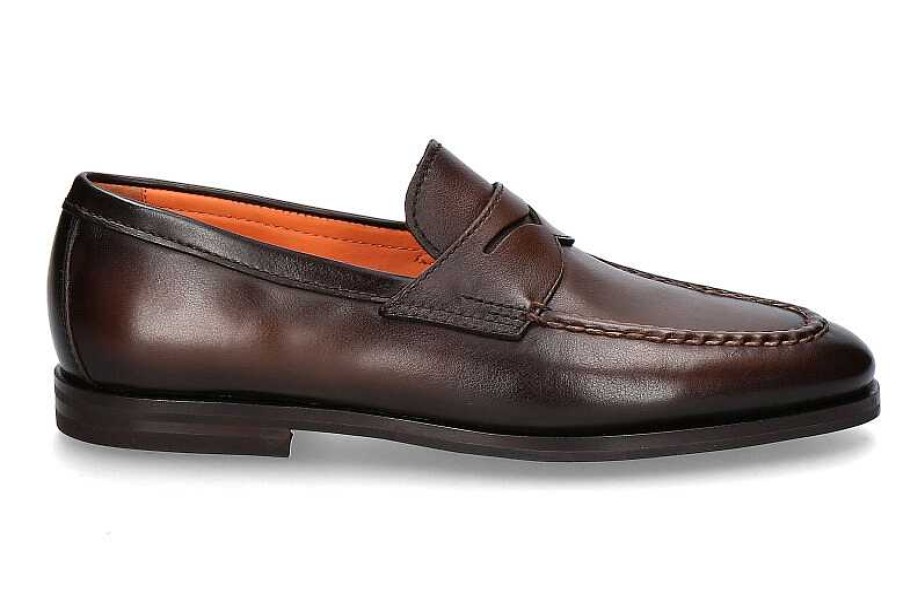 Loafers | Santoni Santoni Men'S Slipper Carlos Nappa- Braun