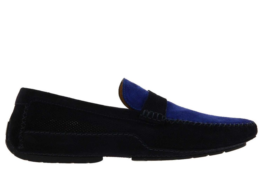 Moccasins | Moreschi Moreschi Moccasin Camoscio Perforato Blu Scuro