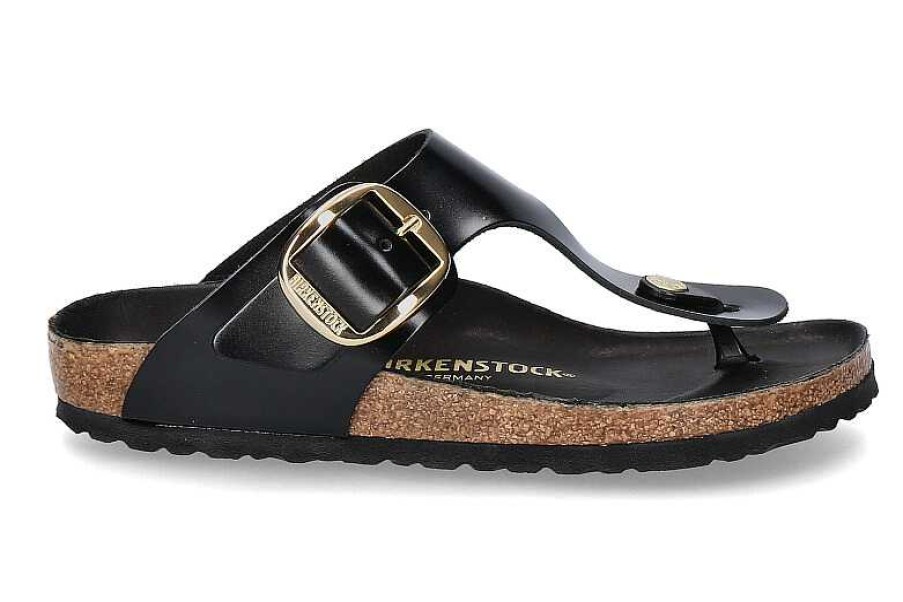 Mules | Birkenstock Birkenstock Thong Shoes Gizeh Schmal Big Buckle- High Shine Schwarz