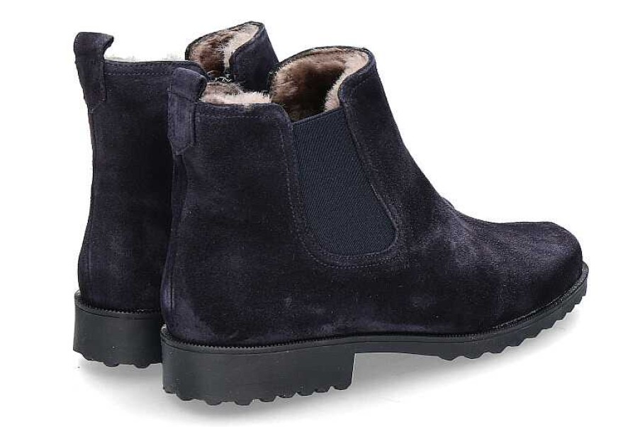 Warm Lining | Brunate Brunate Ankle Boots Lined Dany Camoscio Blu Elastico Nero