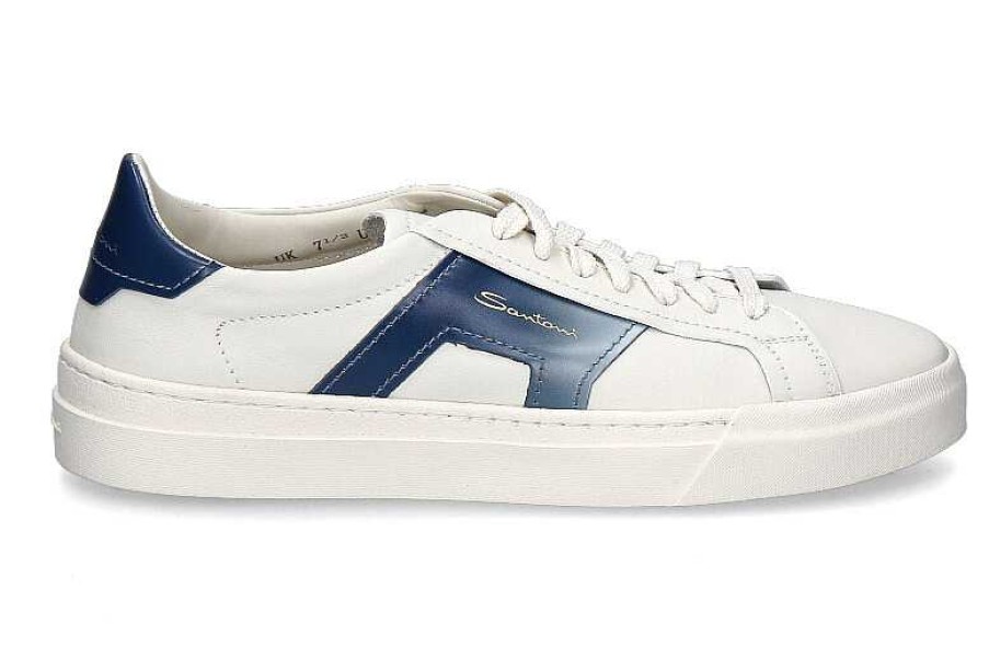 Sneakers | Santoni Santoni Men'S Sneaker Gloria Double Buckle- Weiss/ Blau