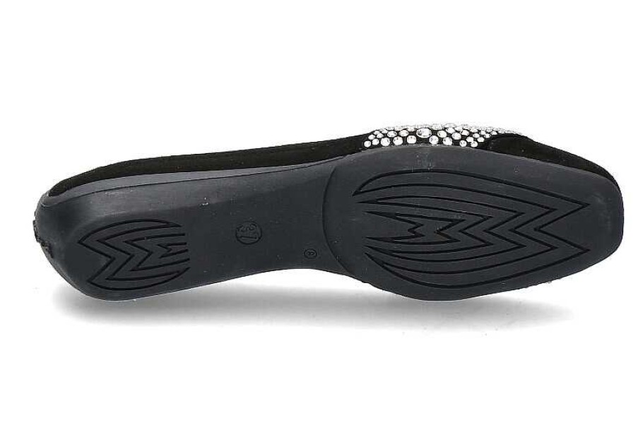 Ballet Flats | Mania Mania Ballerina "Camoscio Nero Silver Strass"