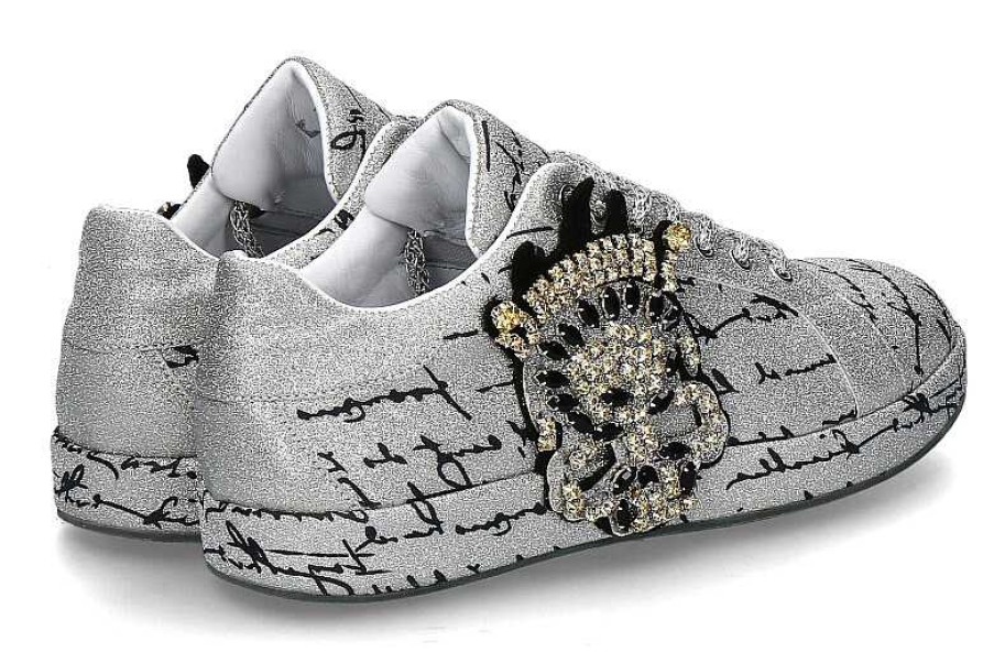 Sneakers | Rise Shoes Rise Shoes Plateau-Sneaker 8128 Silver- Skull