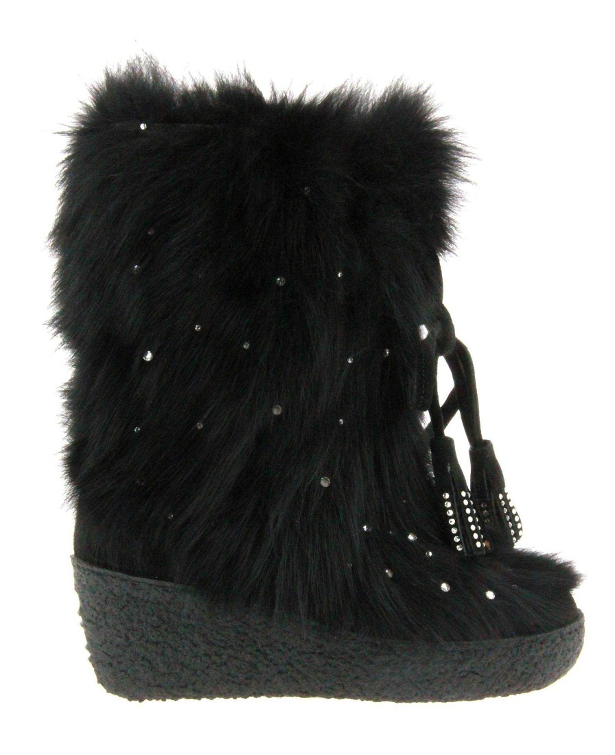 Warm Lining | Diavolezza Diavolezza Fur Boots Black Fox Swarovski