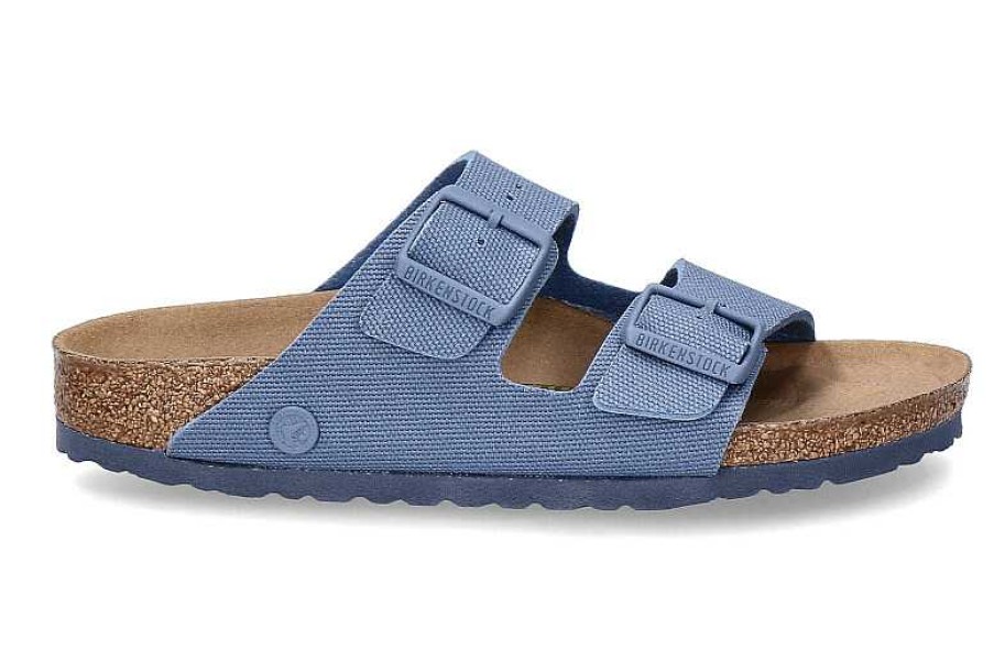 House Slippers | Birkenstock Birkenstock Pantolette Arizona Rivet Logo Vegan Canvas Elemental Blue